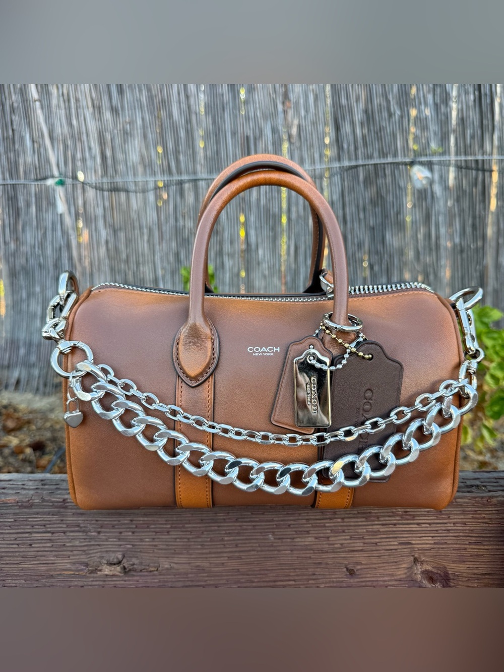 Novelty Strap| Bag Strap| Chunky Silver Mixed Chain Link| Heart Pendant